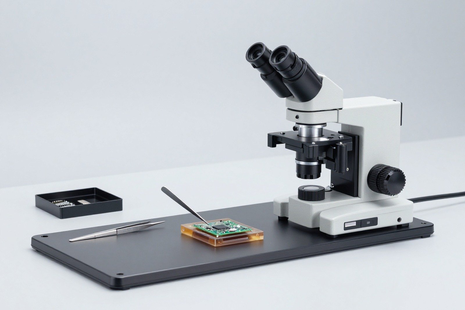 Cover image of the article «Cross-section small chip components 0201/0402: tombstone, insufficient solder and solder bridge»