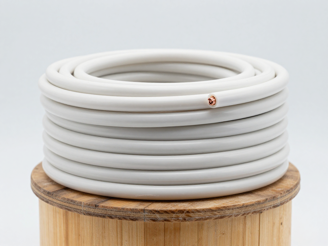 Các cuộn dây và cáp điện vỏ nhựa PVC đặt trên giá trong kho, nhìn thấy tiết diện và lớp vỏ ngoài