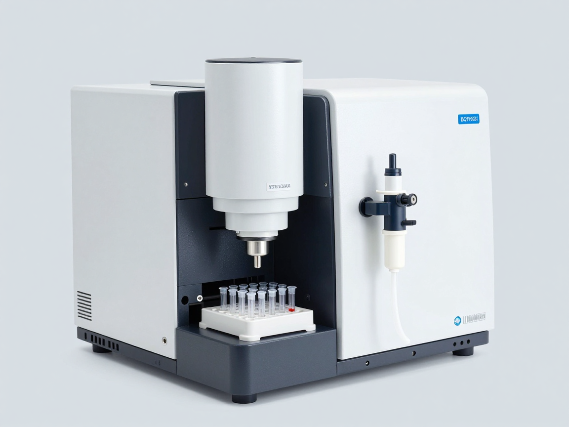 Máy ICP-MS với khay xoay đựng các ống nghiệm mẫu nhỏ và bơm nhu động bên cạnh trong phòng thí nghiệm